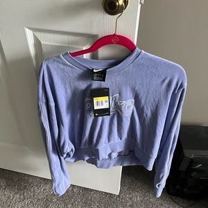 Purple Nike terry cloth cropped sweatshirt